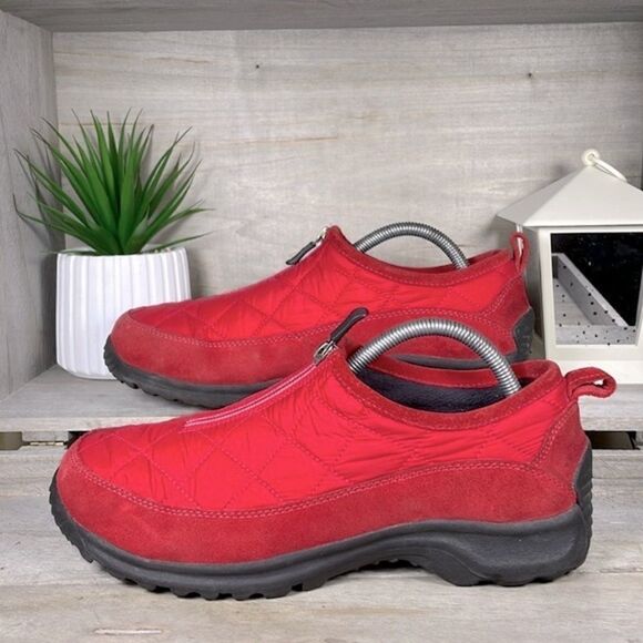 Lands' End Shoes - Lands End Red Nylon Zipper Quilted Shoes Mocs Mules Waterproof Size 10